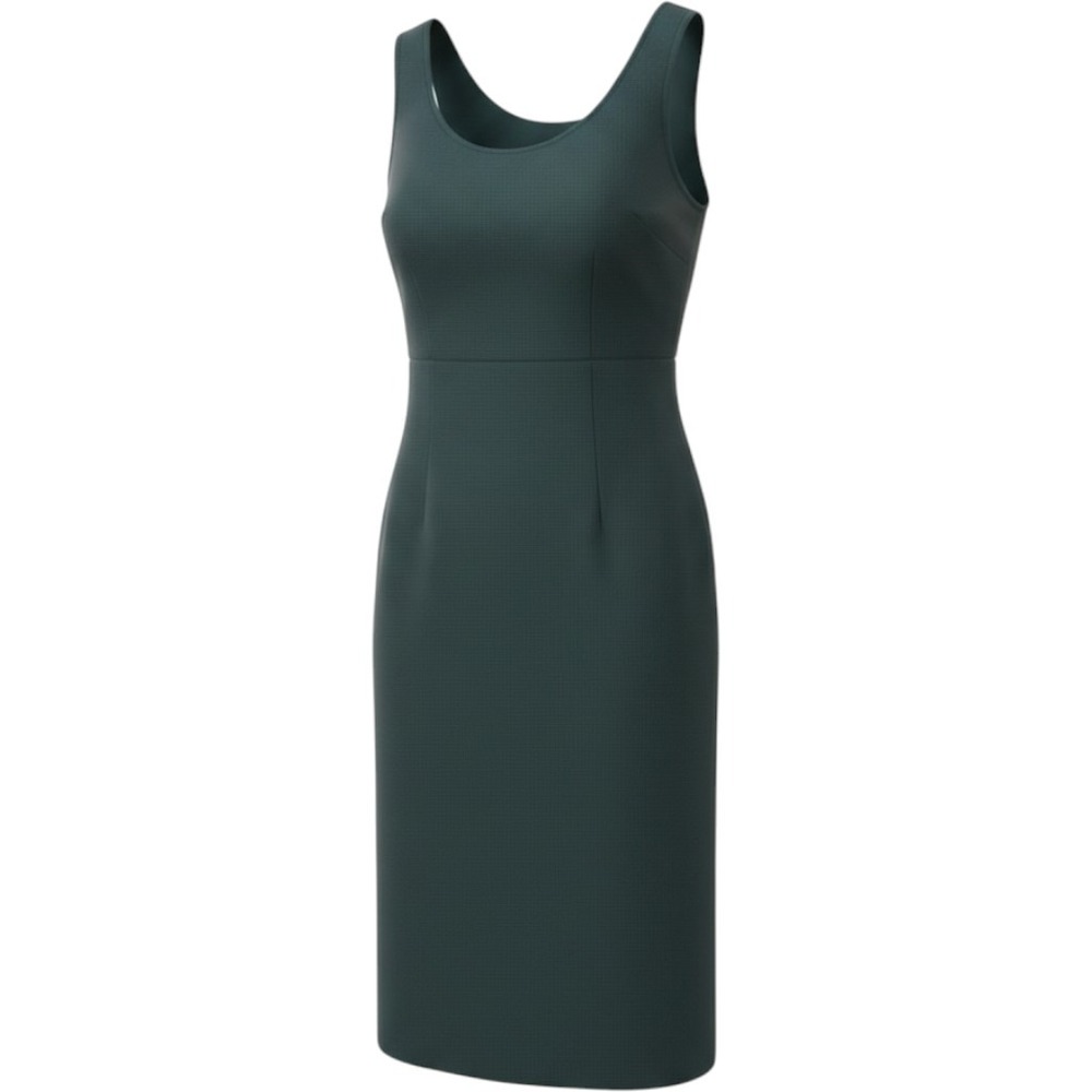 K Studio Vintage Teal Green Sheath Dress Sleeveless Micro Check Midi Size 16